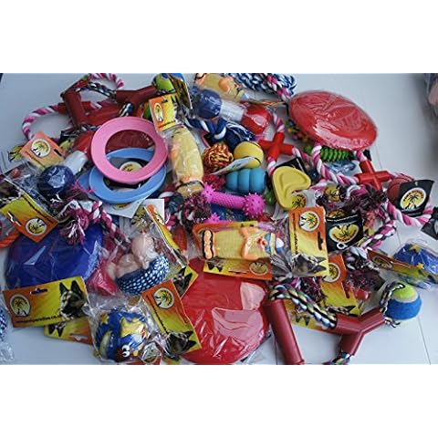 Paradise Pets BULK ASSORTED PET DOG SQUEAKY CHEW ROPE BALL RUBBER FETCH TOYS X 12 DOG TOYS Cover