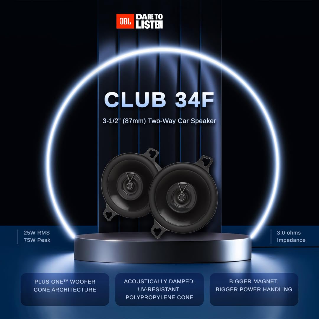 JBL Club Gen3 34F 3.5'' (8.7cm) Lautsprechersatz Koaxial, Schwarz