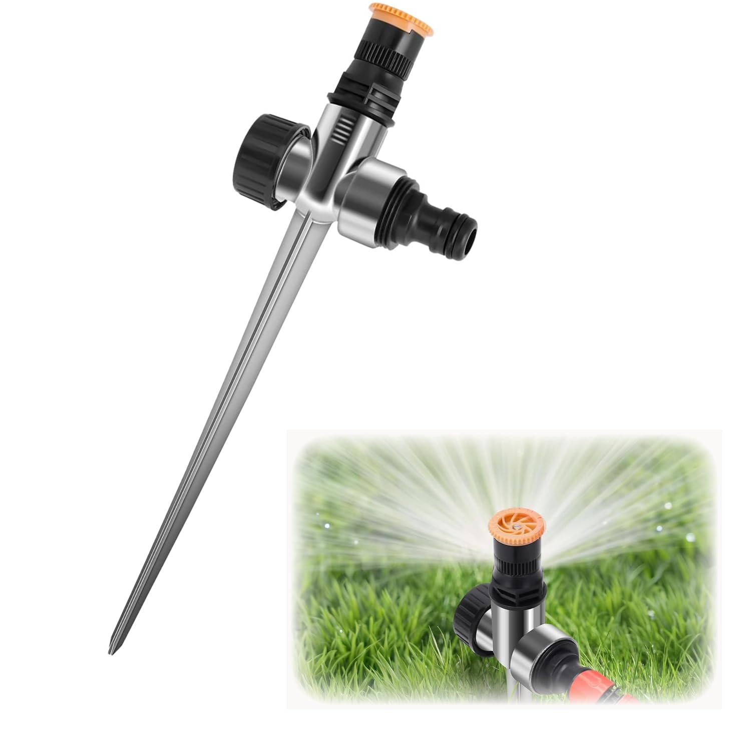 Irrigatore Da Giardino, Sistema Di Irrigazione Automatico, Ampia Area Di Copertura Irrigatore Rotante A 360 Per Prato E Giardino 90311050