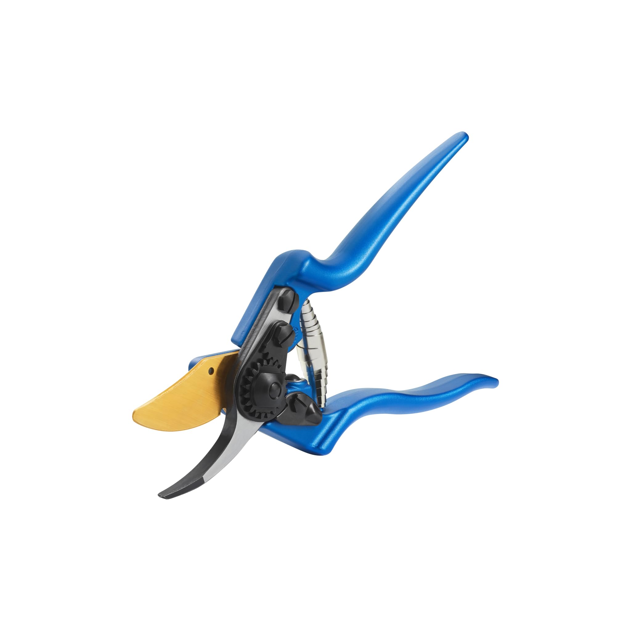 FELCO 8 Gartenschere Klinge F-Gold/Blaue Griffe – Rechtshänder, kompakt und langlebig, AuCo-Klinge korrosionsbeständig, 25 mm Schnitt, geschmiedete Griffe, Swiss Made