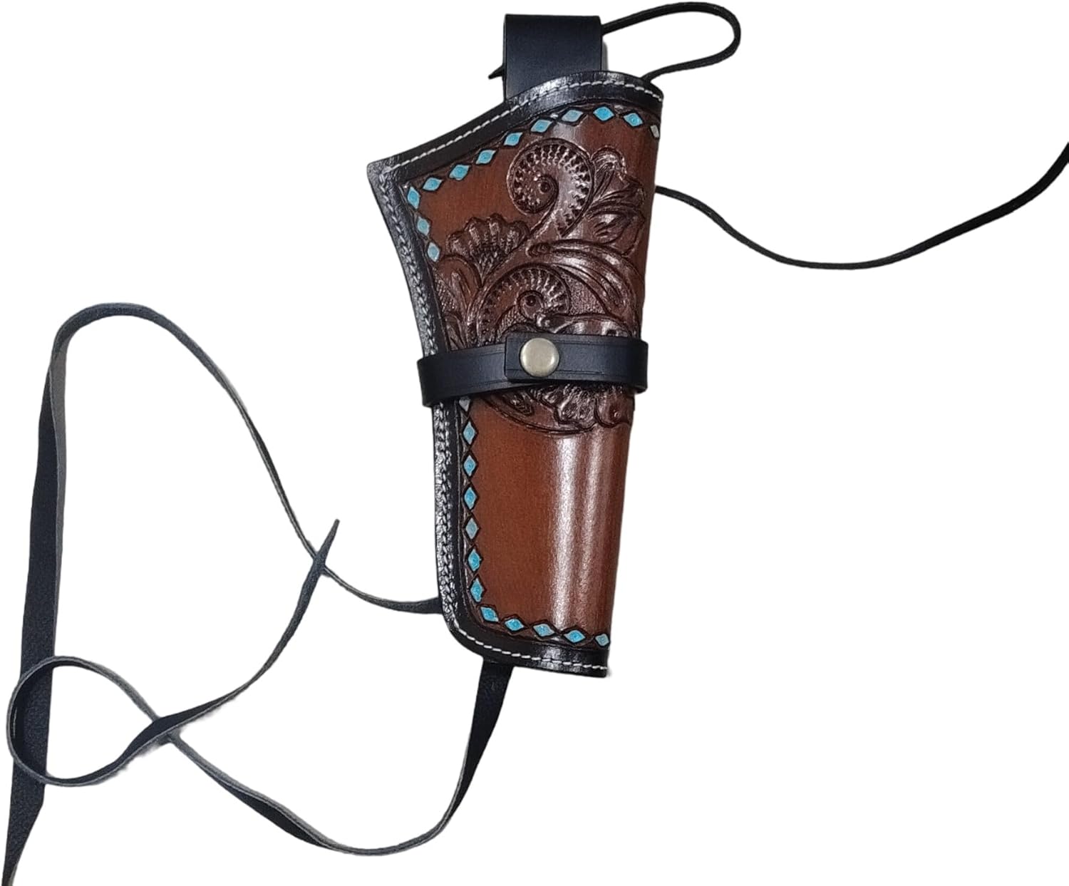 Western Leather Gun Holster for Revolvers – Fits .22, .38, .44, .45, .357, .358 Calibers – Adjustable Cowboy Action Holster