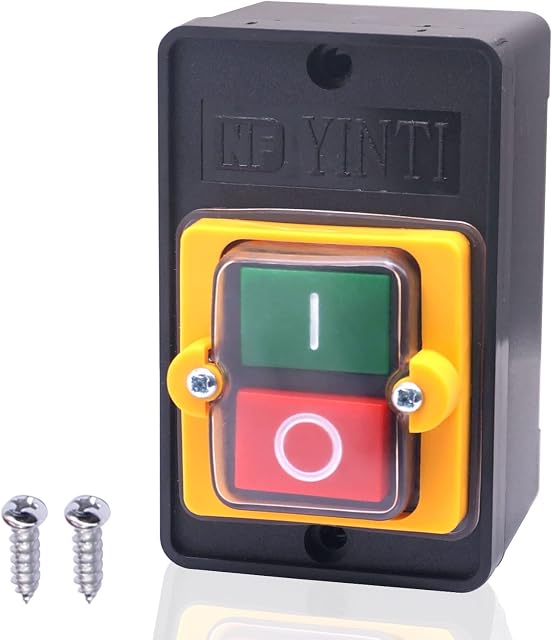 Taiss/Push Button Switch Waterproof Machine Switch 220v, Dust ON/Off Button AC 220/380V 10A, Machine Switch on Off for Mechanical Equipment KAO-10KH