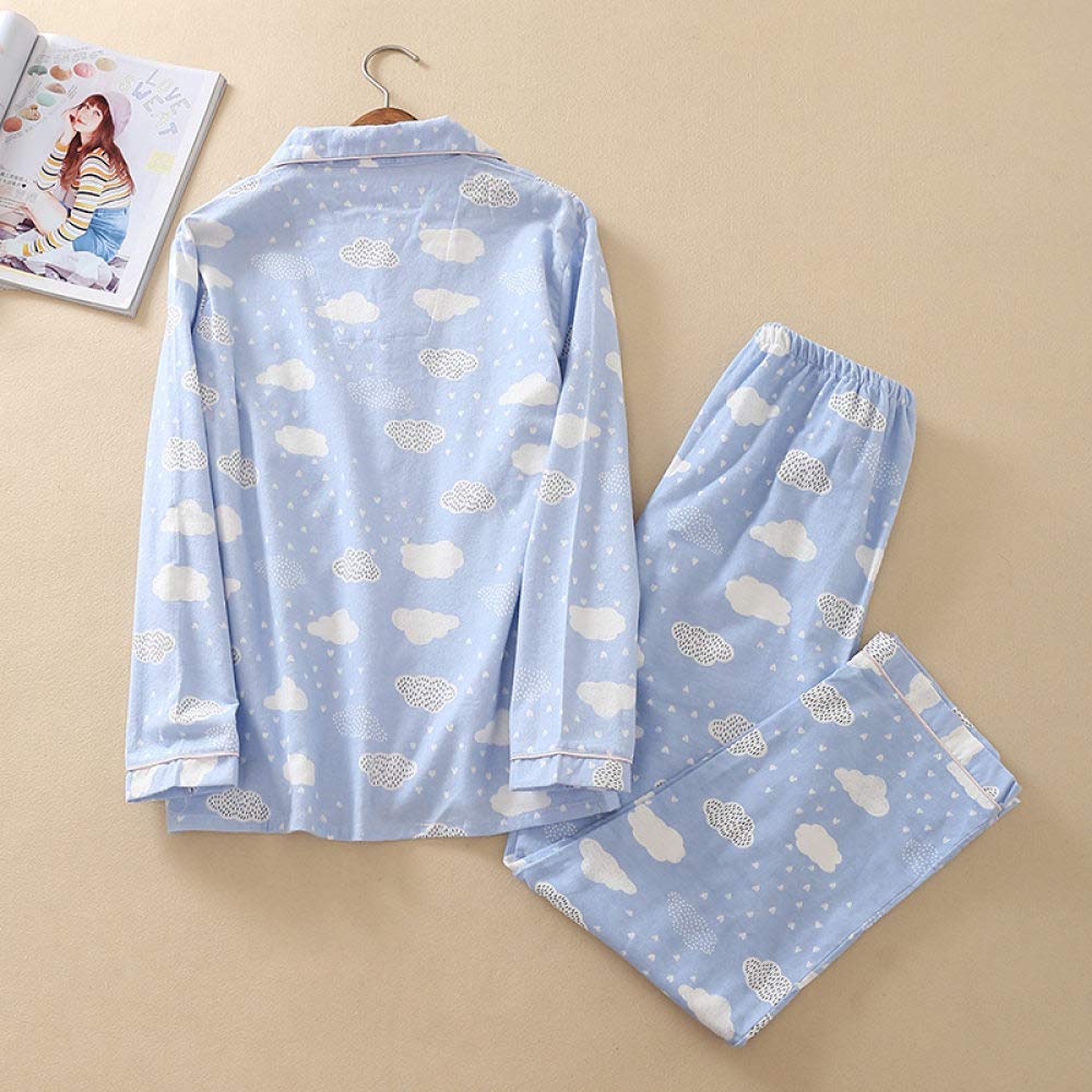 Conjunto De Pijamas De Mujer,Conjunto De Pijamas Suaves Con Estampado De Nubes Tejidas Conjuntos De Salón Con Botones Y Bolsillos En La Parte Superior Y Pantalones Pjs Set Ropa De Dormir De Manga La