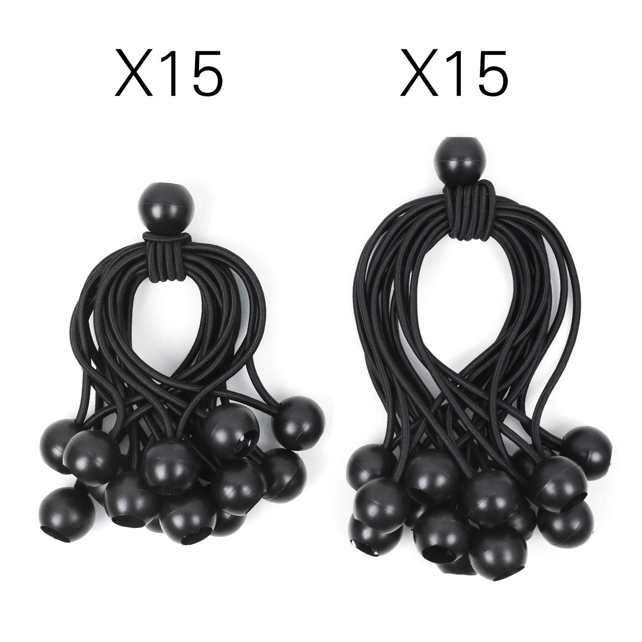 Elastici Con Sfera Per Teloni - 20 Pezzi Da 30 Cm, Nero, Per Tende E Striscioni
