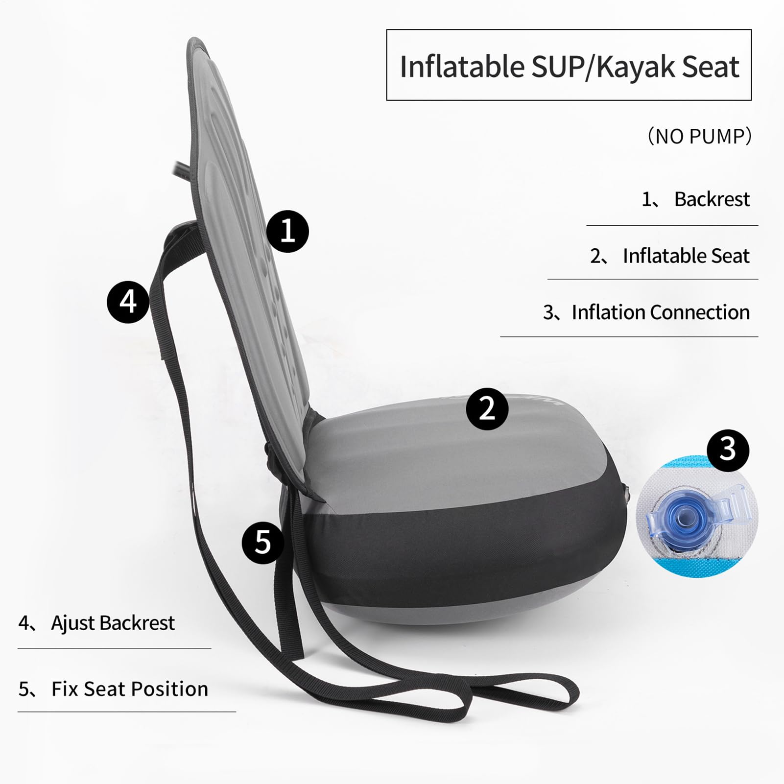 Paddle Board Kayak, sedile per paddleboard, impermeabile, per canoa, barca | kayak, cuscino in tessuto Oxford, regolabile per gli appassionati di
