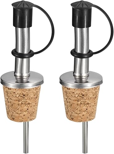 Miniatura 7 de uxcell Vertedores de botellas de acero inoxidable, 10 boquillas de aceite de oliva con tapas antipolvo de goma, tapones de botella de vino con