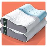 Dreamlab Neck+ Pillow 2 Pack | Almohada Cervical de Memory Foam con Gel | Hipoalergénica, Ortopédica, Certificada...