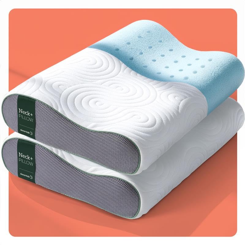 El Mejor Listado de Memory foam Top 10. 43 Dreamlab Neck+ Pillow 2 Pack | Almohada Cervical de Memory Foam con Gel | Hipoalergénica, Ortopédica, Certificada CertiPUR-US, Oeko-Tex Standard 100 | 2 Piezas Tamaño Estándar...