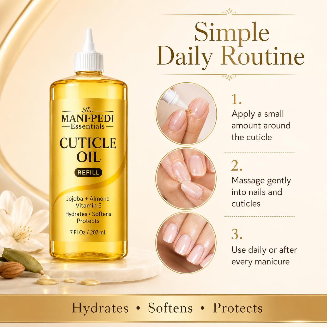 TMPE Professional Cuticle Oil Refill/Bulk Pack for salons, enriched with Jojoba Oil, Vitamin E & Sweet Almond Oil. Manicurist's Choice for Nourished Nails & Cuticles - 200ml 2