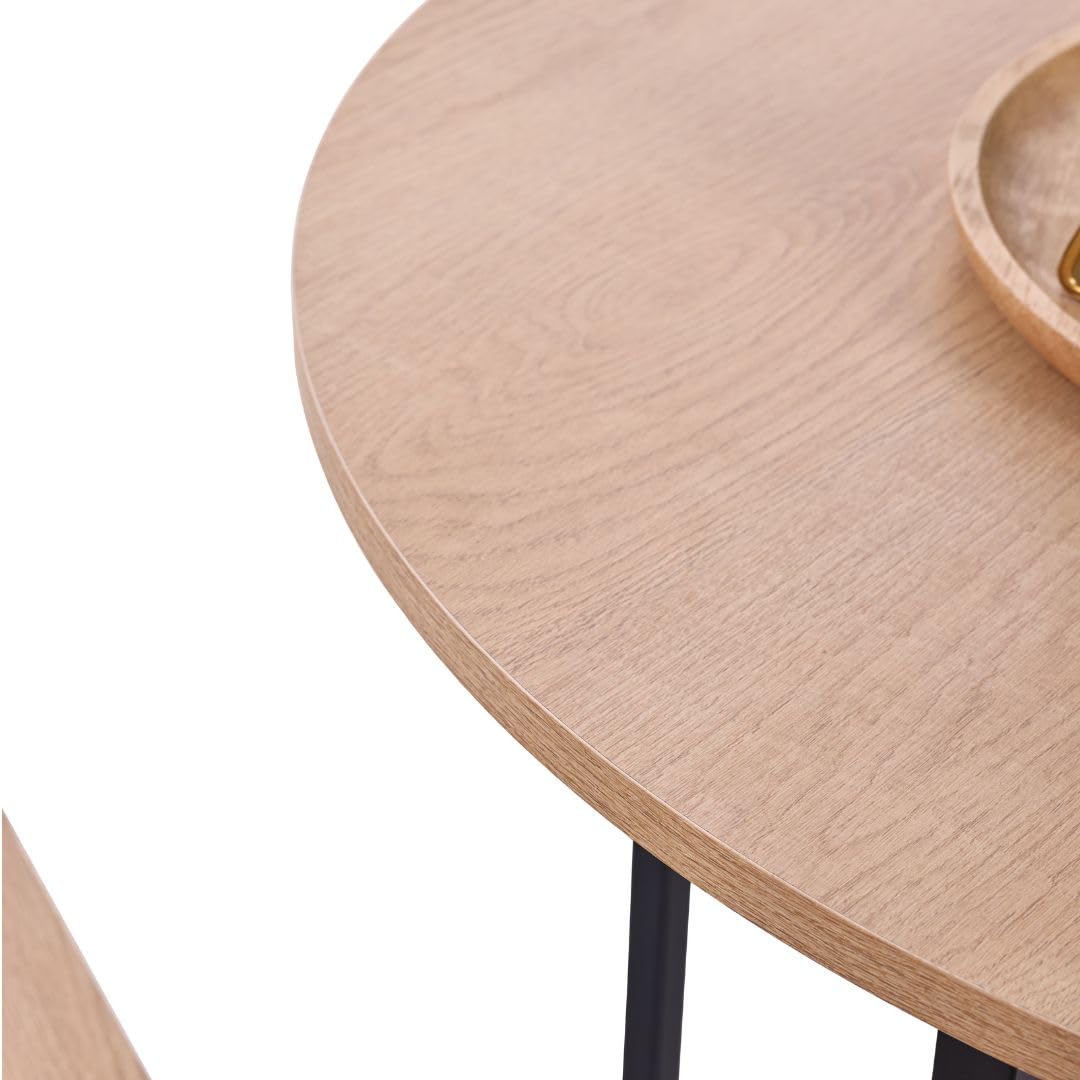 Mesa Cocina con Sillas - Conjunto Mesa y Sillas Cocina - Mesa Redonda de 80 cm de diámetro - 4 Taburetes de Cocina.