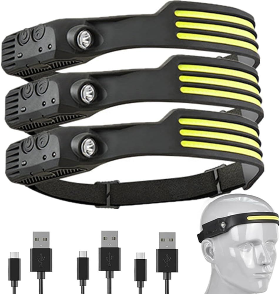Zenova Luxelight Led Headtorch, Lumilight Head Torch,Rechargeable LuxeLight LED Headlamp,Smart Motion Sensor 230° COB Headlight,Constant On/Sensing 2 Modes HeadLamp for Camping Hiking Fishing (3, C)
