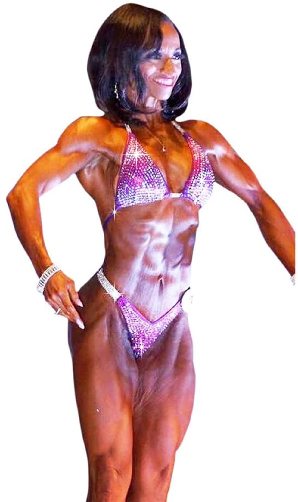 Figure Competition Suit Figure Bikini Posing Suit NPC Physique Competition Bikini Purple (Medium HIPS 34.5