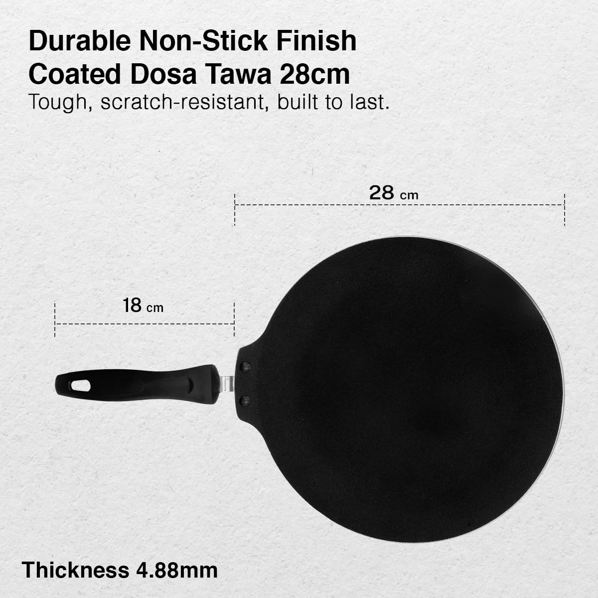 Prestige TTK OMG DLX Induction Base Non-Stick Aluminium Flat Dosa Tawa, 28cm, Red 1