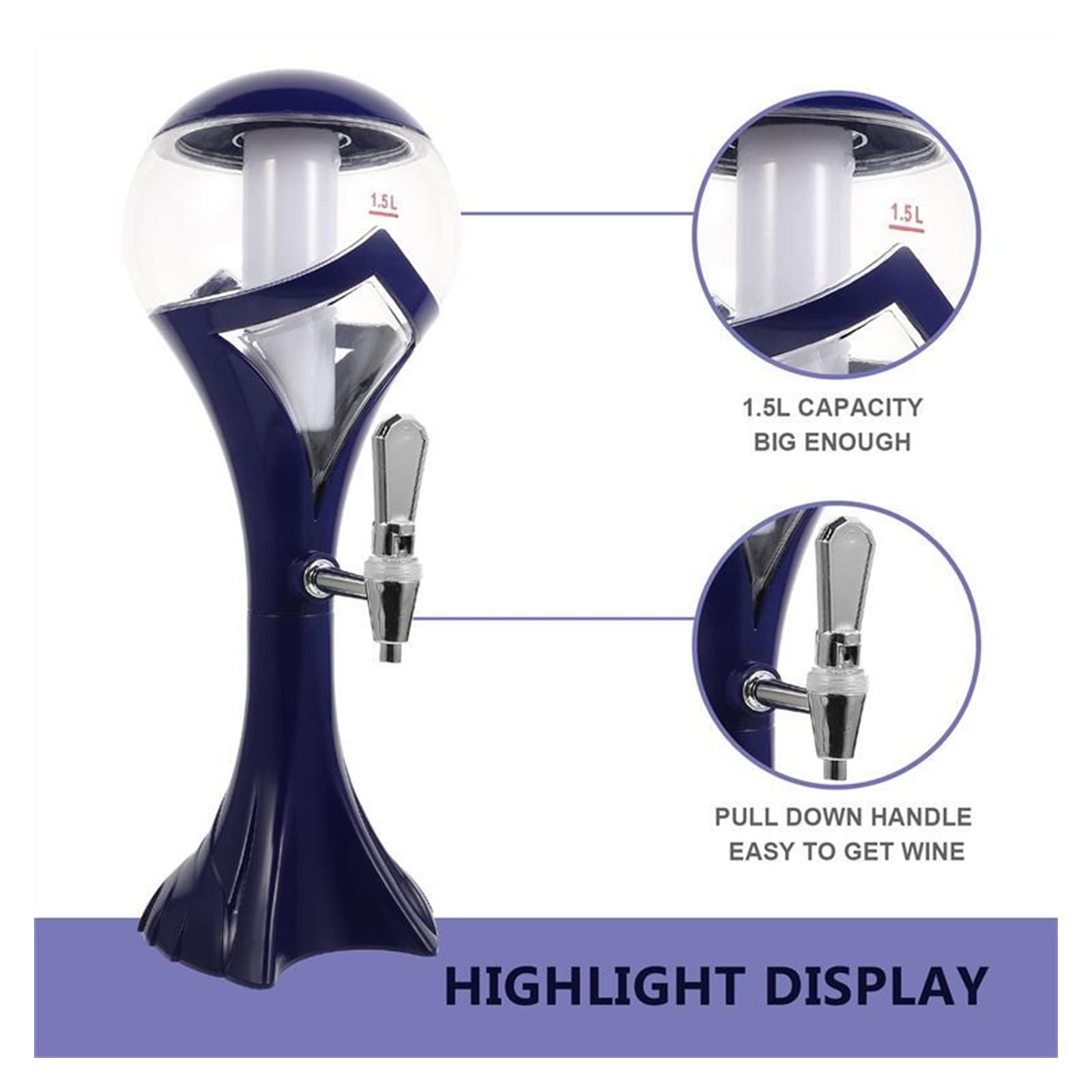 Dispensador de Torre de Cerveza 1.5L Bar Beer Tower Party Wine Beer Water Juice Dispensador de bebidas Tabletop Liquid Drinking Container Pourer Beer Tower Dispensador con grifo Torre Cerveza/Dispensa