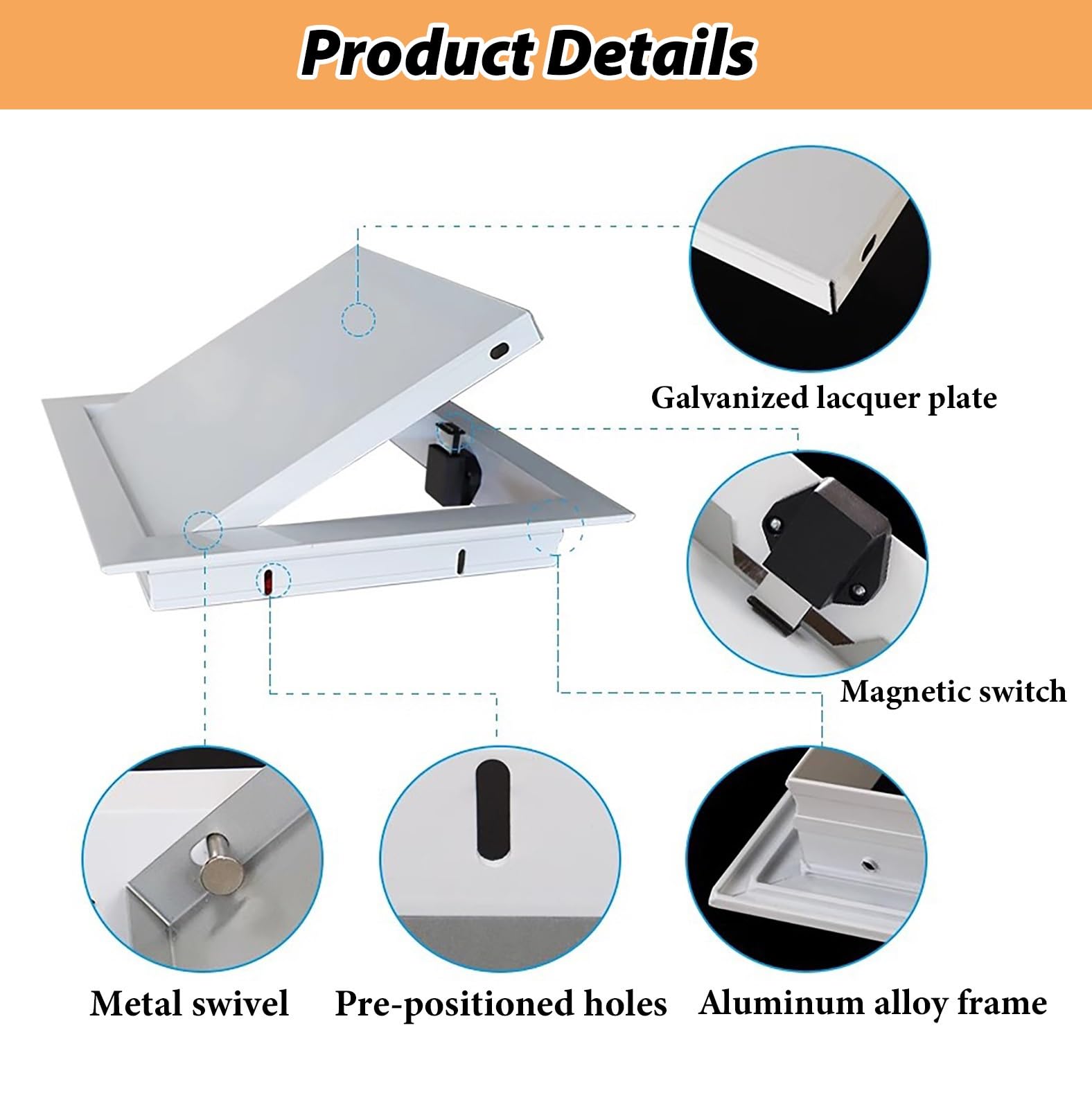 Panel Dostępu Metalen Inspectieluik 20×20 25×25 30×30 36×36cm, Inspectiepaneel voor Beveiligingssystemen in Gipsplaten, Vlak Inspectiedeksel met Druksluiting(10x16in(25x40cm))