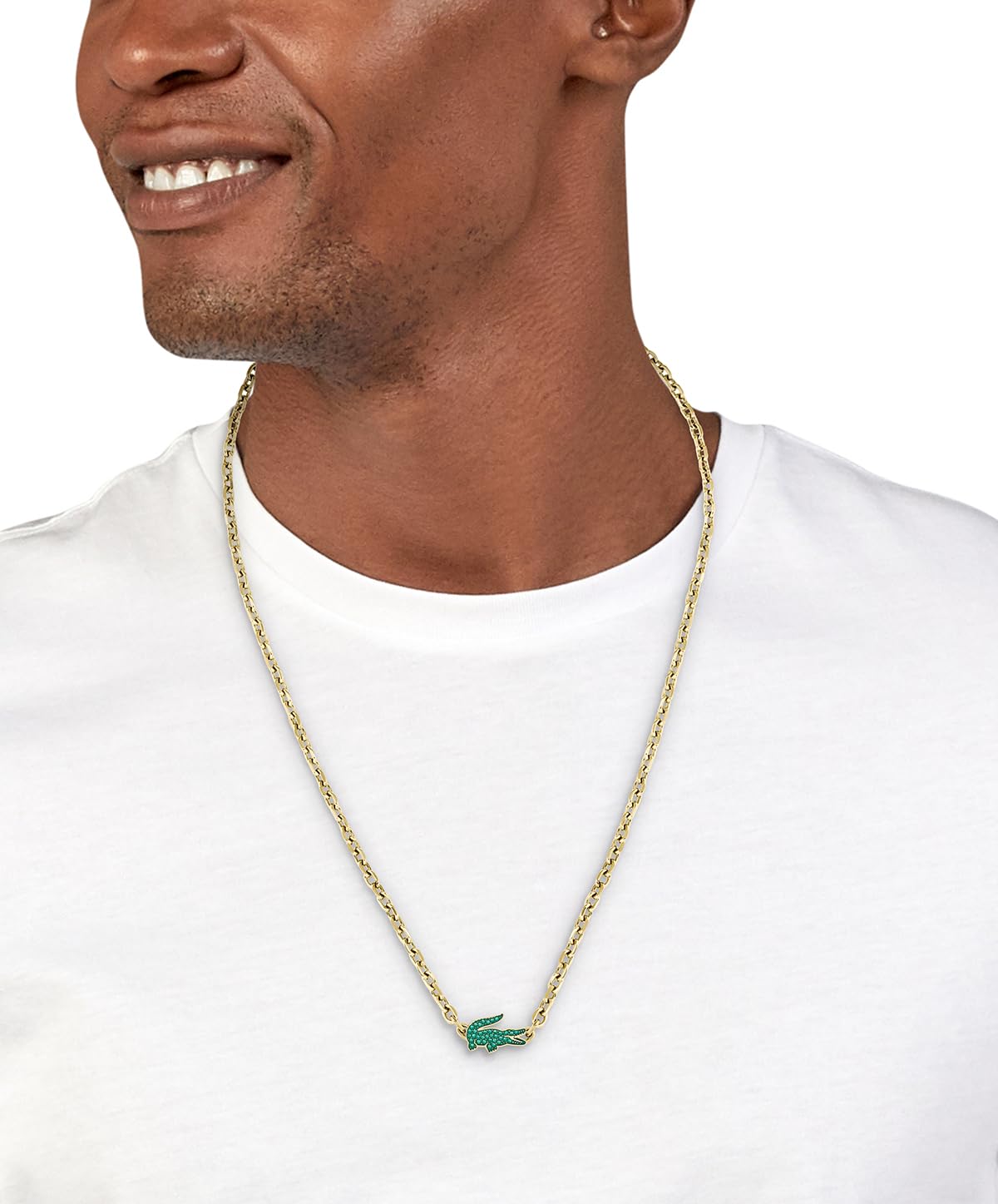 Lacoste Collier en Chaîne Pour Homme et Femme Collection ARTHOR en Acier Inoxydable avec Placage Ionique Or Jaune orné de Cristaux - 2040612