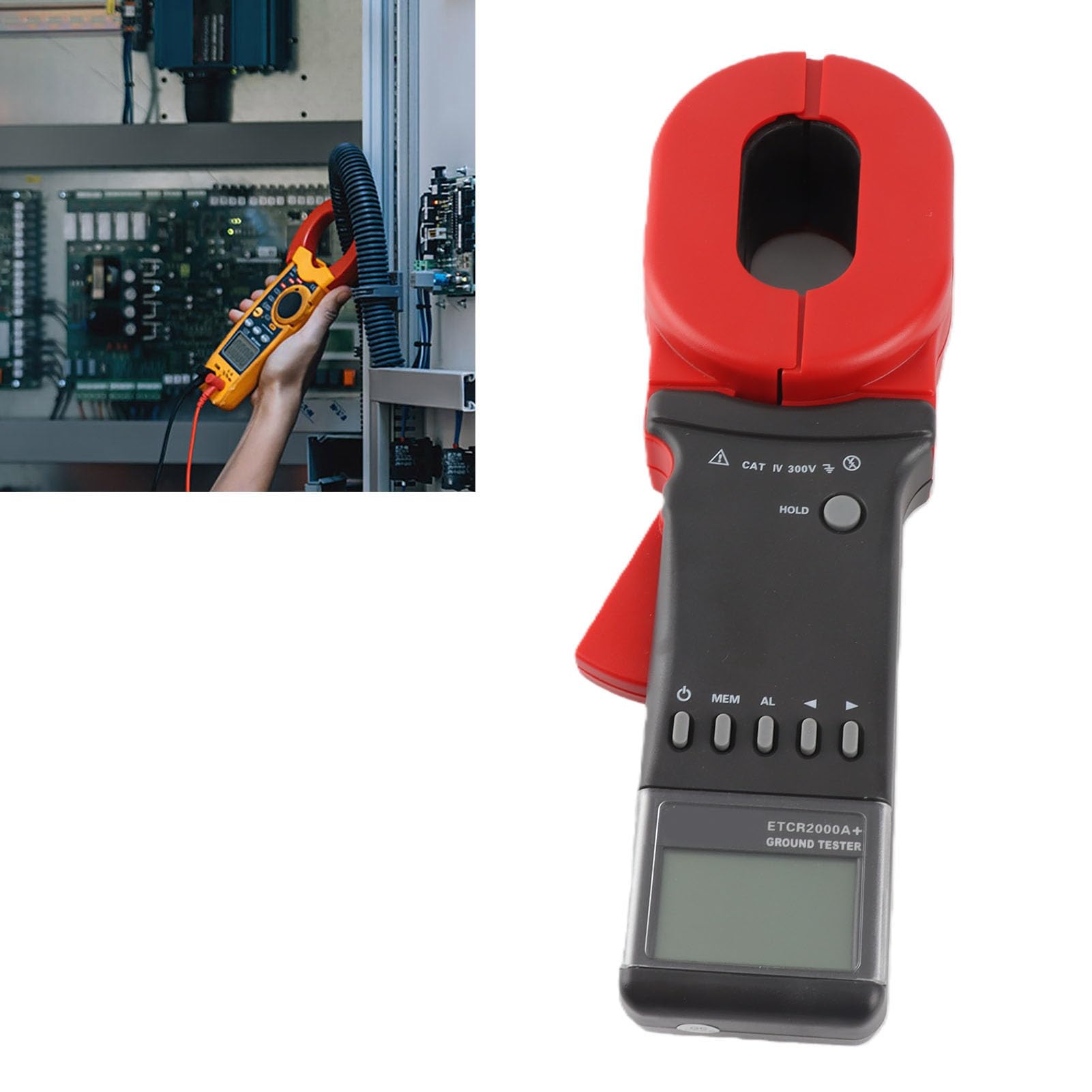 Fabater ETCR2000A+ Cyfrowy Cęgowy Tester Rezystancji Uziemienia, 0,01–200 Ω Miernik Uziemienia z Wyświetlaczem LCD, 500 Zestawów Przechowywania Danych, Automatyczny Zakres, 50/60 Hz, dla Pól