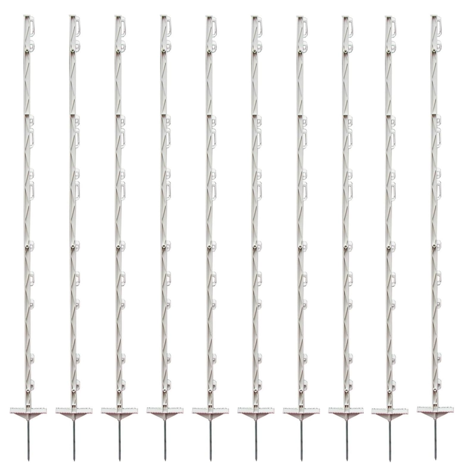 Paletti per Recinti Elettrificati 10pz, Pali in Plastica per Elettrificatori con Punta Zincata – Recinzione Elettrica per Cavalli, Pecore e Bestiame, Con Doppio Poggiapiede (105 cm)
