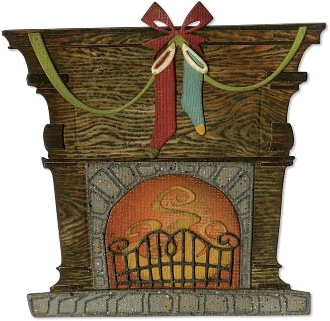 Troqueles de corte de metal para Navidad, diseño vintage de Navidad, diseño de arco para chimenea, plantillas en relieve, molde para tarjetas,