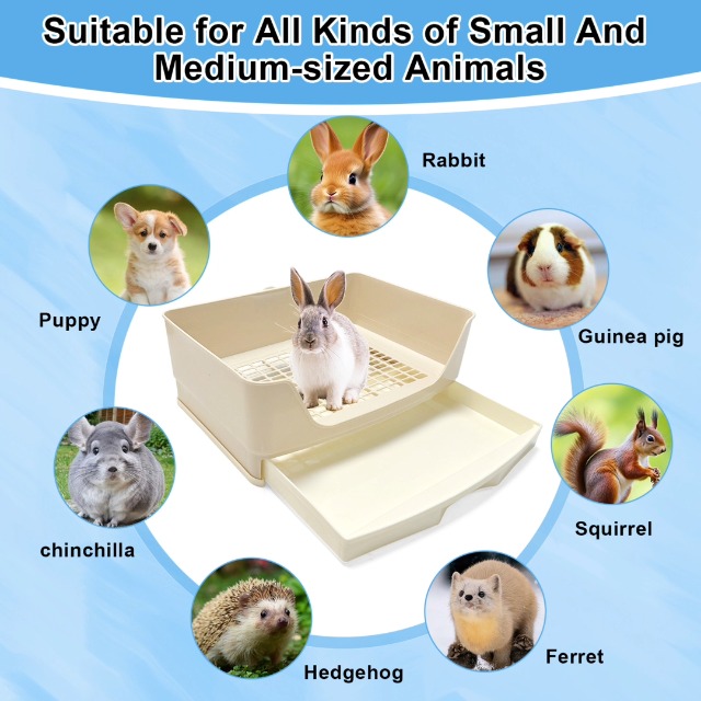 Large Rabbit Litter Box with Drawer Bunny Training Corner Litter Pan Ferret Bigger Pet Pan Bunnies Digging Box for Adult Hamster Guinea Pig Hedgehog Galesaur and Other Animals - image 8
