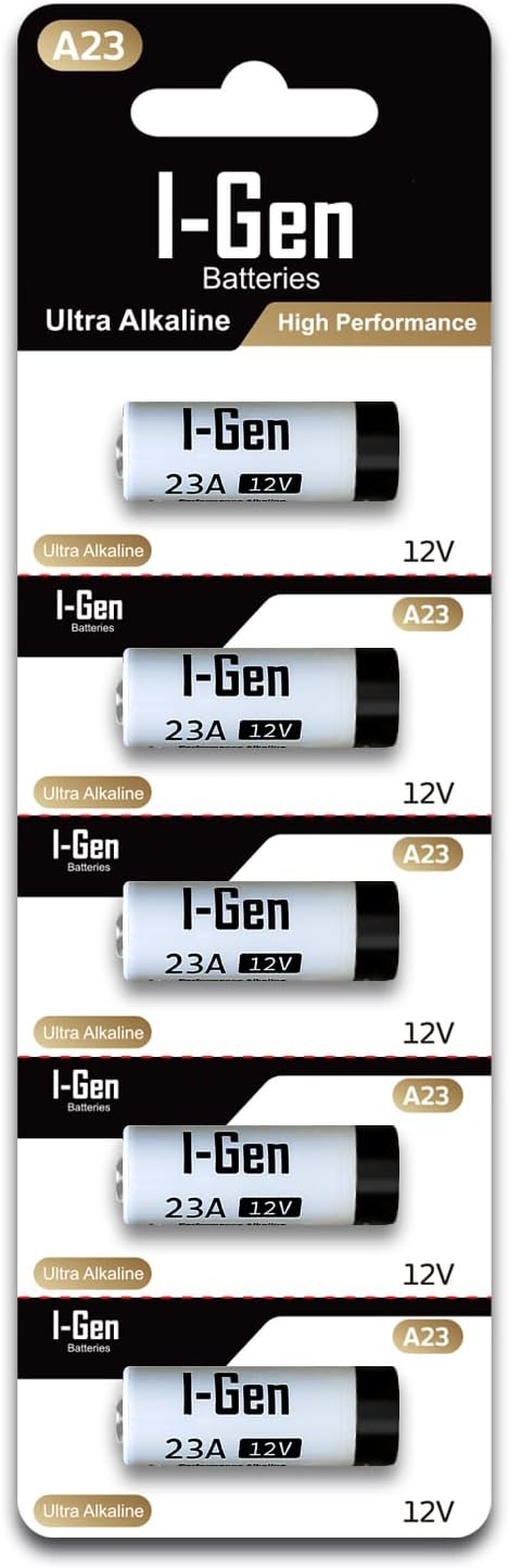 5-Pack A23 12V Alkaline Batteries - 0% Mercury For Key Fobs & Electronics