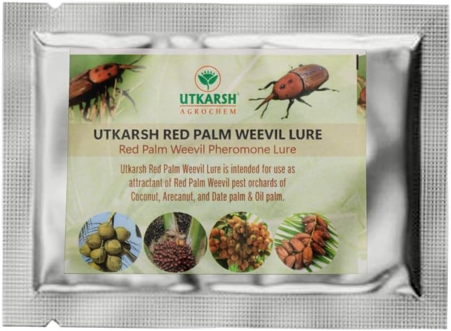 Utkarsh Red Palm Weevil Rhynchophorus Ferrugineus Pheromone Lure for Catching Insects of Red Palm Weevil in Coconut Palm, Date Palm, Oil Palm & Areca Nut Palm with RPW Magnet - 5 Lures