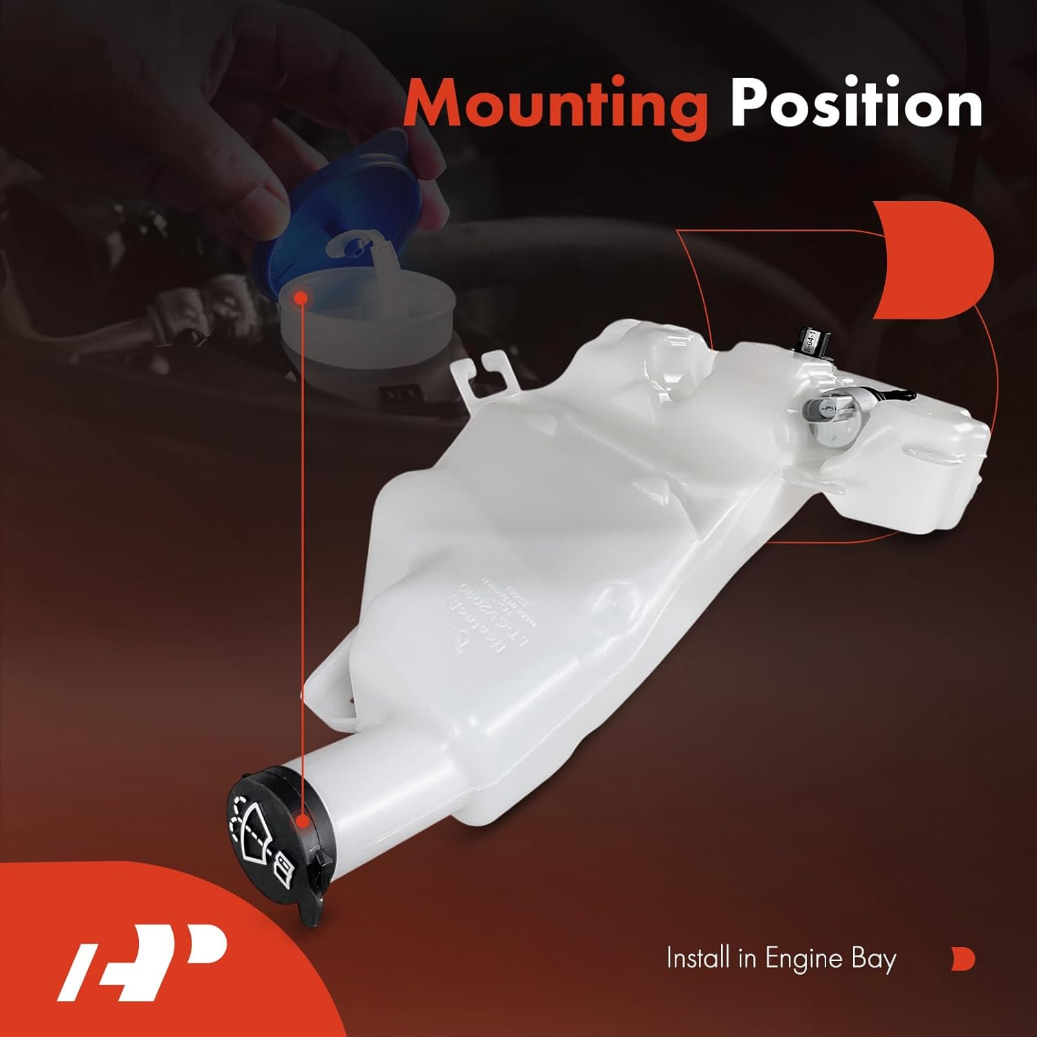 A-Premium Windshield Washer Reservoir Tank Assembly Compatible with Chevrolet Traverse & Buick Enclave, 2018 2019 2020 2021 - with Cap & Washer Pump & Fluid Level Sensor