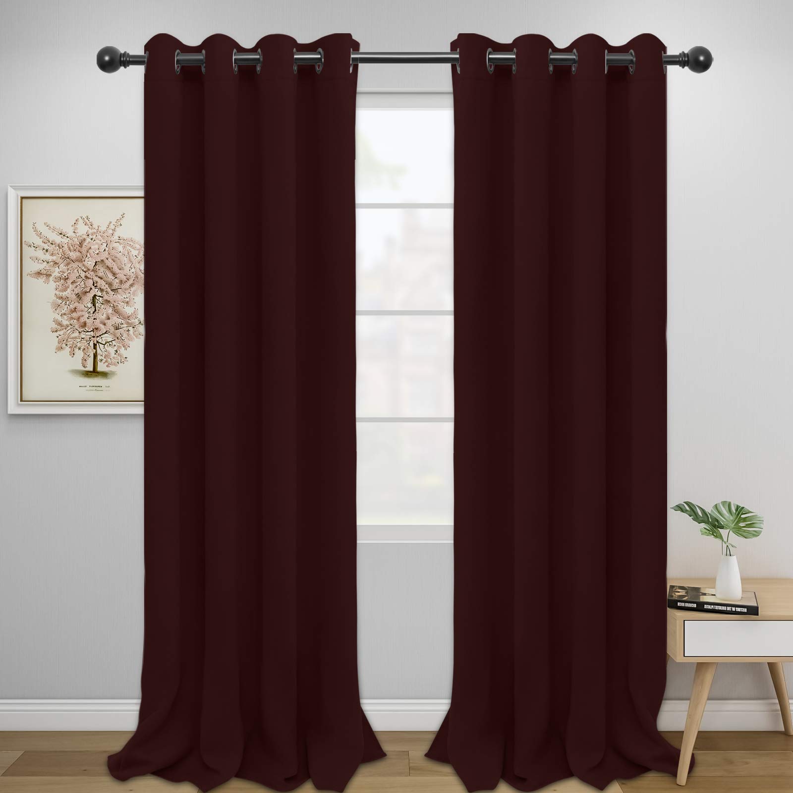 Easy-Going Blackout Curtains for Bedroom, Solid Thermal Insulated Grommet and Noise Reduction Window Drapes, Room Darkening Curtains for Living Room, 2 Panels (52x108 in,Wine) โ image 1