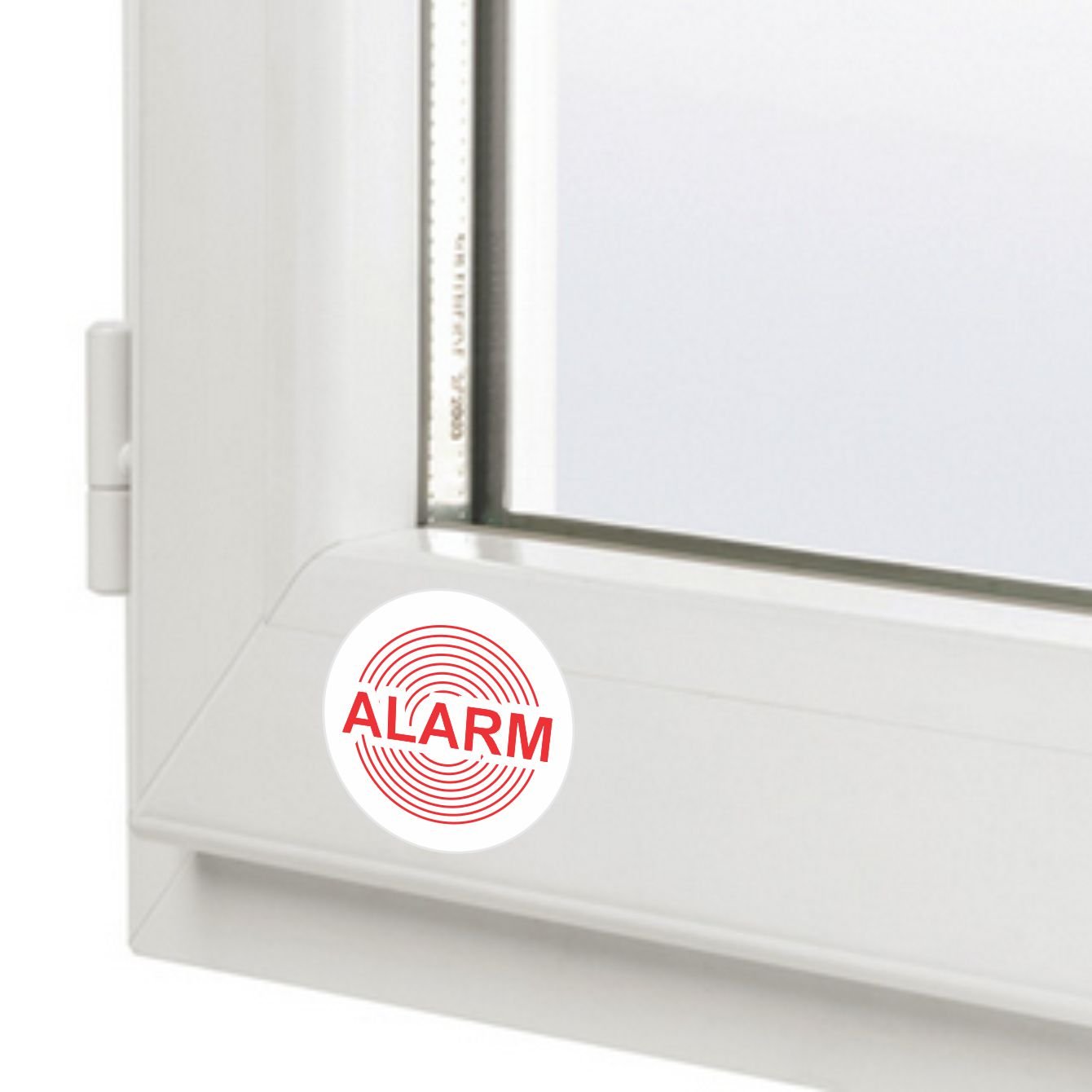 Decooo.be ALARM 45MM ROUND STICKER - OUTDOOR USE (UV & RAIN RESISTANT) - 10, White - Image 4