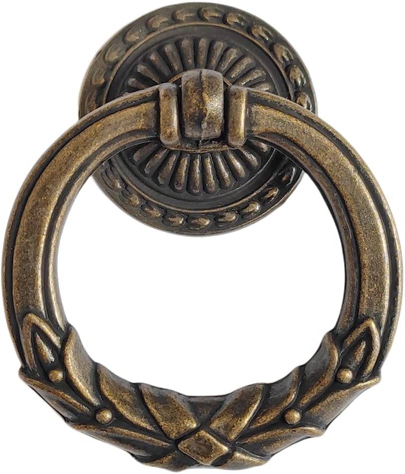 Vintage Look Single Drop Pull Ring Knob Drawer Pull Pendant Dresser Pull Handles Dark Antique Copper Pull Ring Diameter: 2.36" (60 Mm) (10)