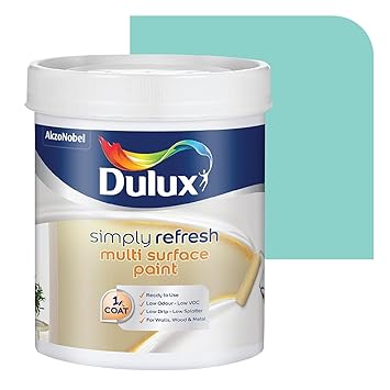 Dulux Simply Refresh SHADE OF TEAL DIY Multi Surface Paint Washable Coat, Low Drip Splatter with Soft Sheen Finish for Wall, Wood & Metal Surfaces - 1 L (Floating Bubbles)