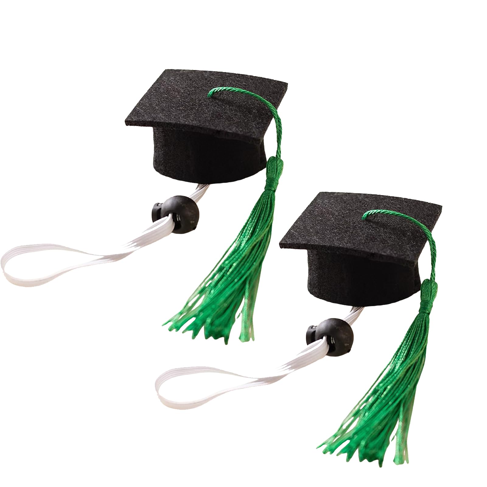 2 Pack Mini Graduation Caps with Blue Tassels, Mini Pet Graduation Caps Small Animal Bachelor Hats with Adjustable Elastic Strap for Cats and Dogs Photo Props Party Supply (4, Green)
