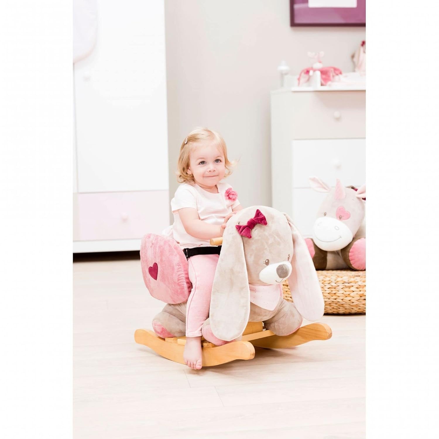 Nattou Schaukeltier Hase Nina, 10-36 Monate, 60 x 39 x 50 cm, Beige/Rosa
