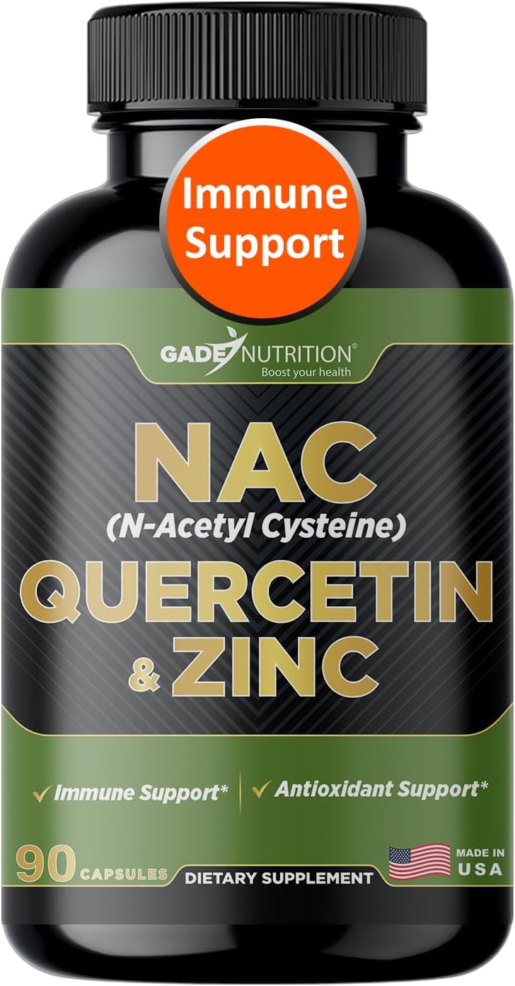 Gade Nutrition NAC Supplement n-Acetyl cysteine with Quercetin & Zinc | Immune Support Supplement with n Acetyl cysteine | Vegetable Capsules | USA Made