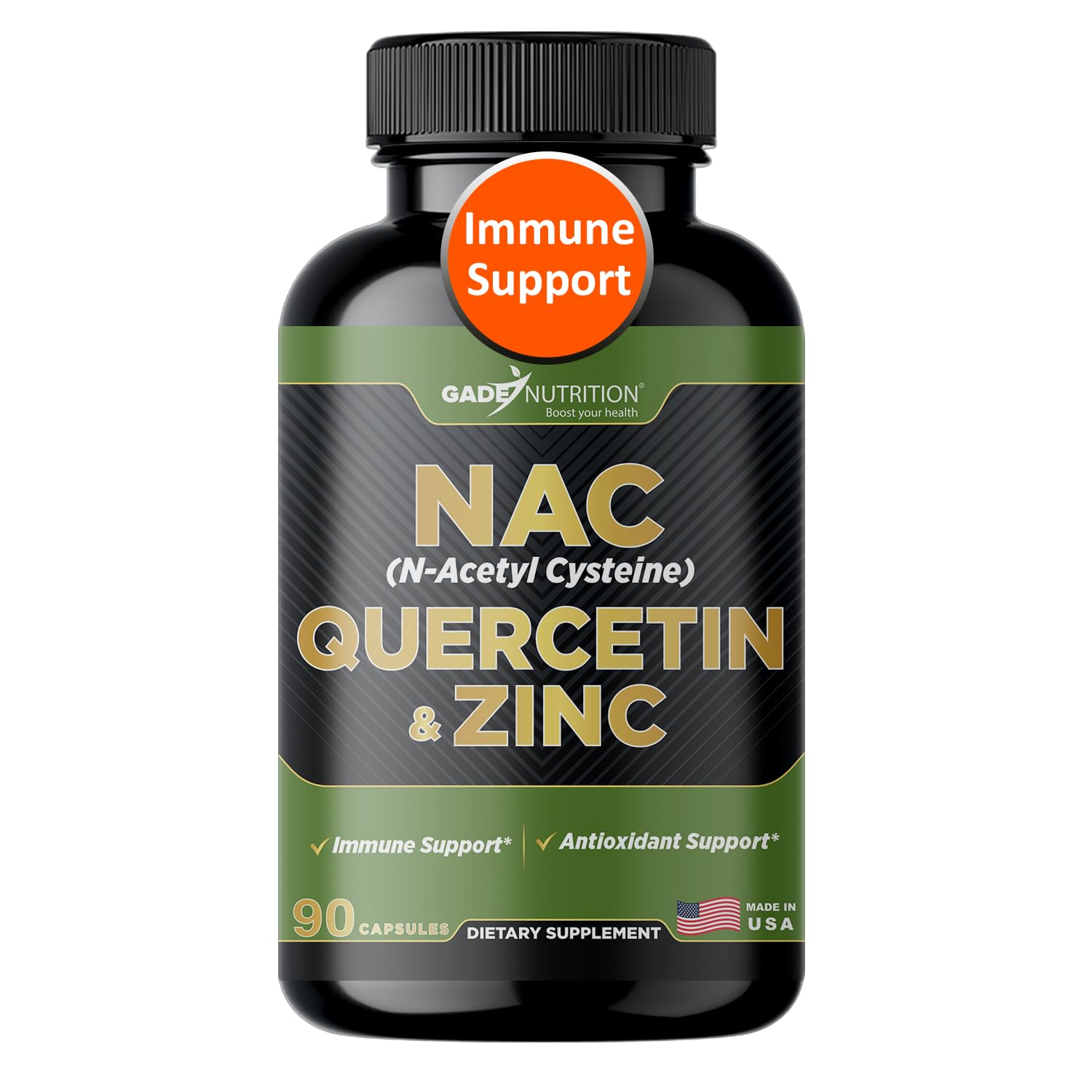 Gade Nutrition NAC Supplement n-Acetyl cysteine with Quercetin & Zinc | Immune Support Supplement with n Acetyl cysteine | Vegetable Capsules | USA Made 60 Count (Pack of 1)