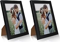 PECULA 2-Pack 5x7 Black Picture Frames - Durable Plastic with Clear Plexiglass, Wall & Tabletop, Vertical/Horizontal Display