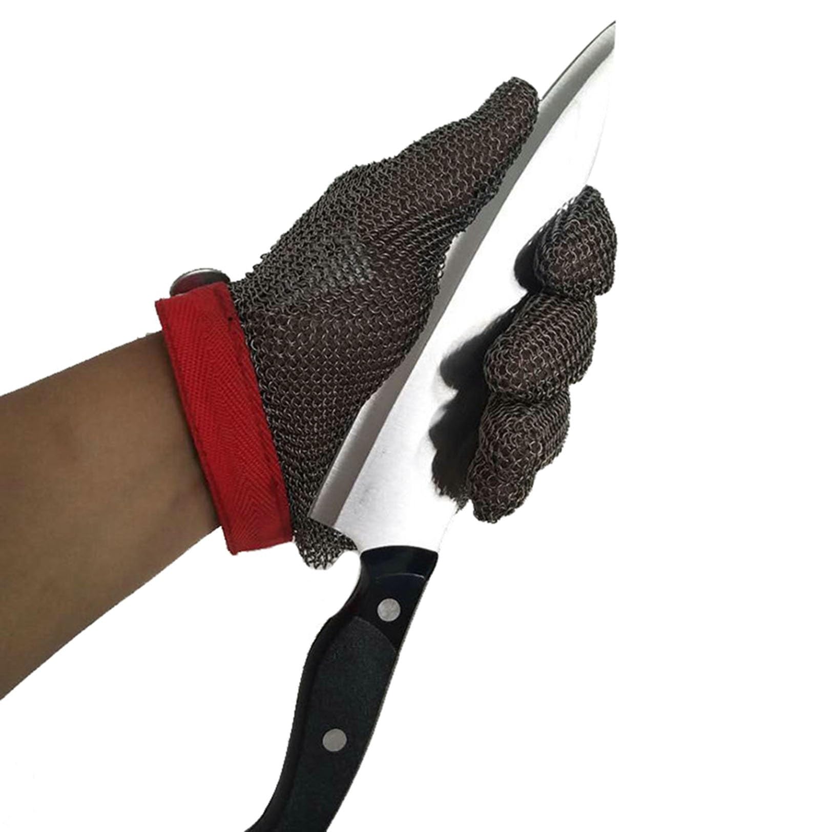 Guantes de Trabajo Anticorte Guantes de cadena de Metal, cómoda pulsera de nailon, guantes anticorte for trabajo de seguridad de Chef, carnicero, sastre y carpintero (Size : A pack of one/XL)