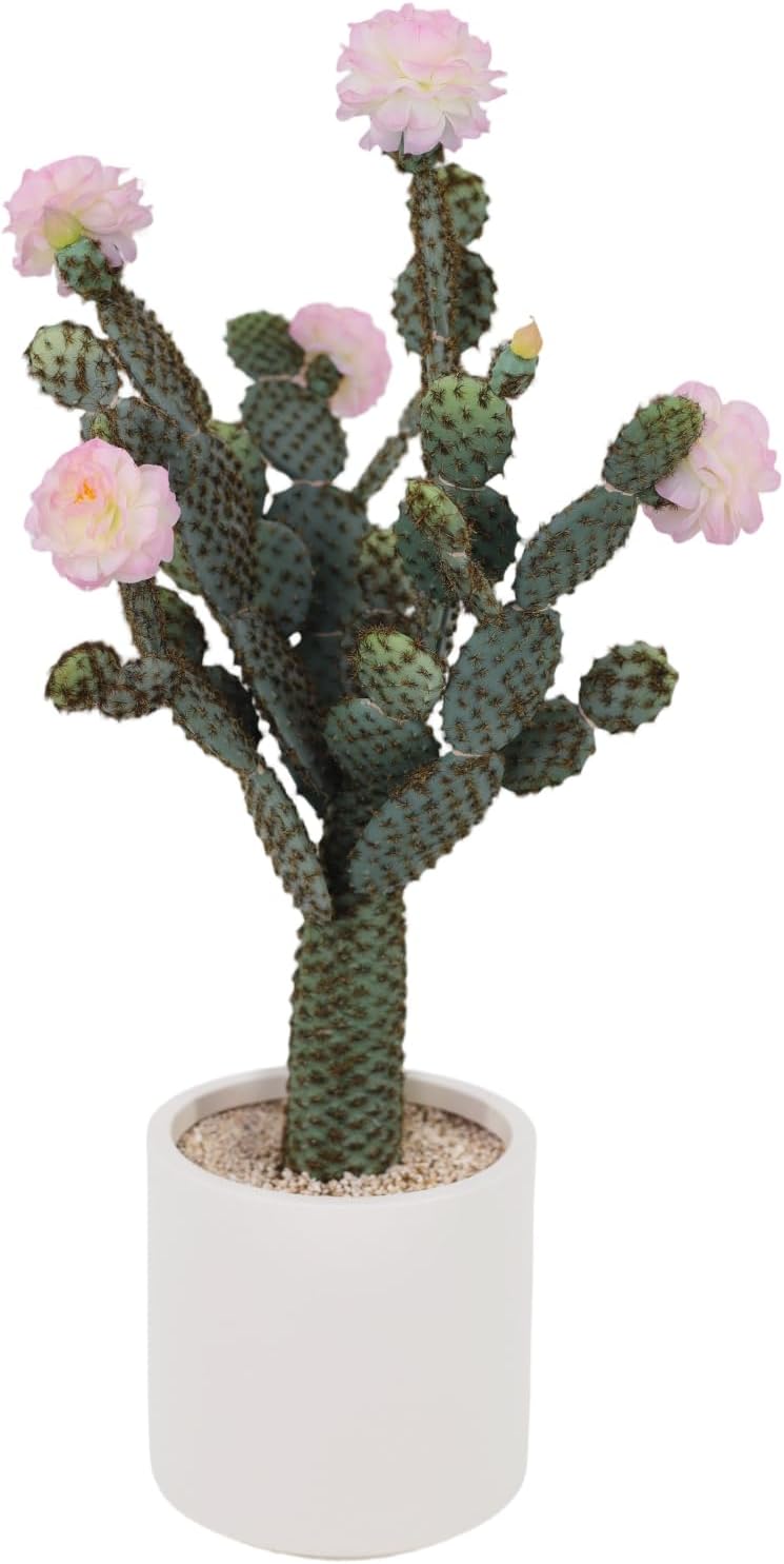 5Ft Artificial Cactus, Tall UV Resistant Faux Cacti Plant, Realistic Texture Fake Desert Cacti Fake Big Plant for Home Garden Office Indoor Outdoor Decoration Green Pink