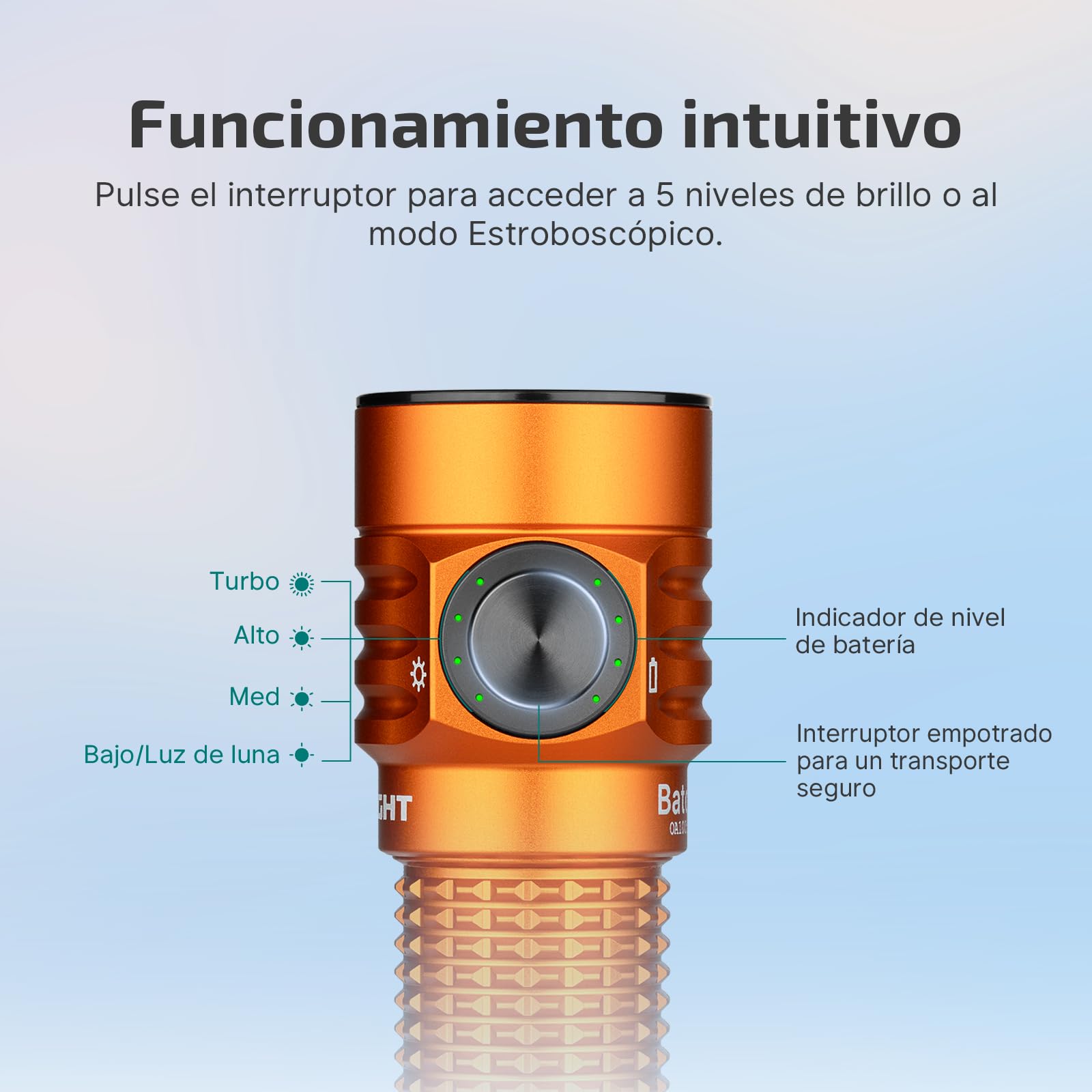 OLIGHT BatonTurbo EDC Linterna de Mano Recargable, Led Compacto de 1000 Lúmenes y 510 Metros de Largo Alcance Potente Linterna de Bolsillo Para Comping, Senderismo y Uso Doméstico (Naranja)