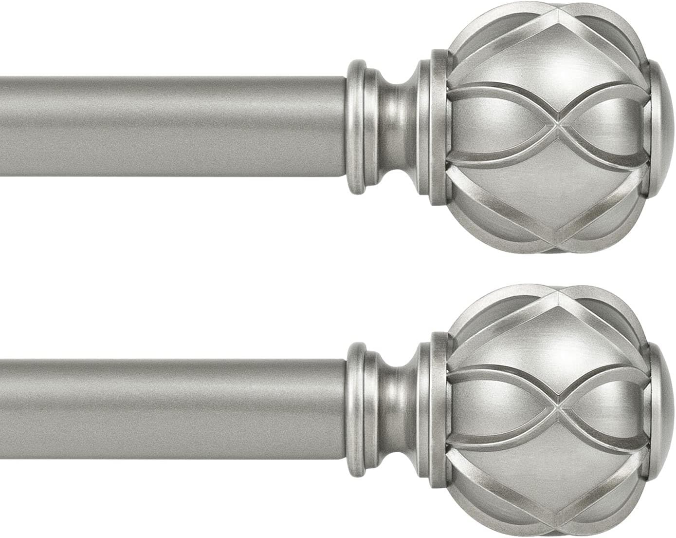 KAMANINA 2 Pack Curtain Rods for Windows 48 to 84 Inch, Antique Silver Heavy Duty Curtain Rod Adjustable, 7/8 Inch Single Decorative Drapery Rods 32