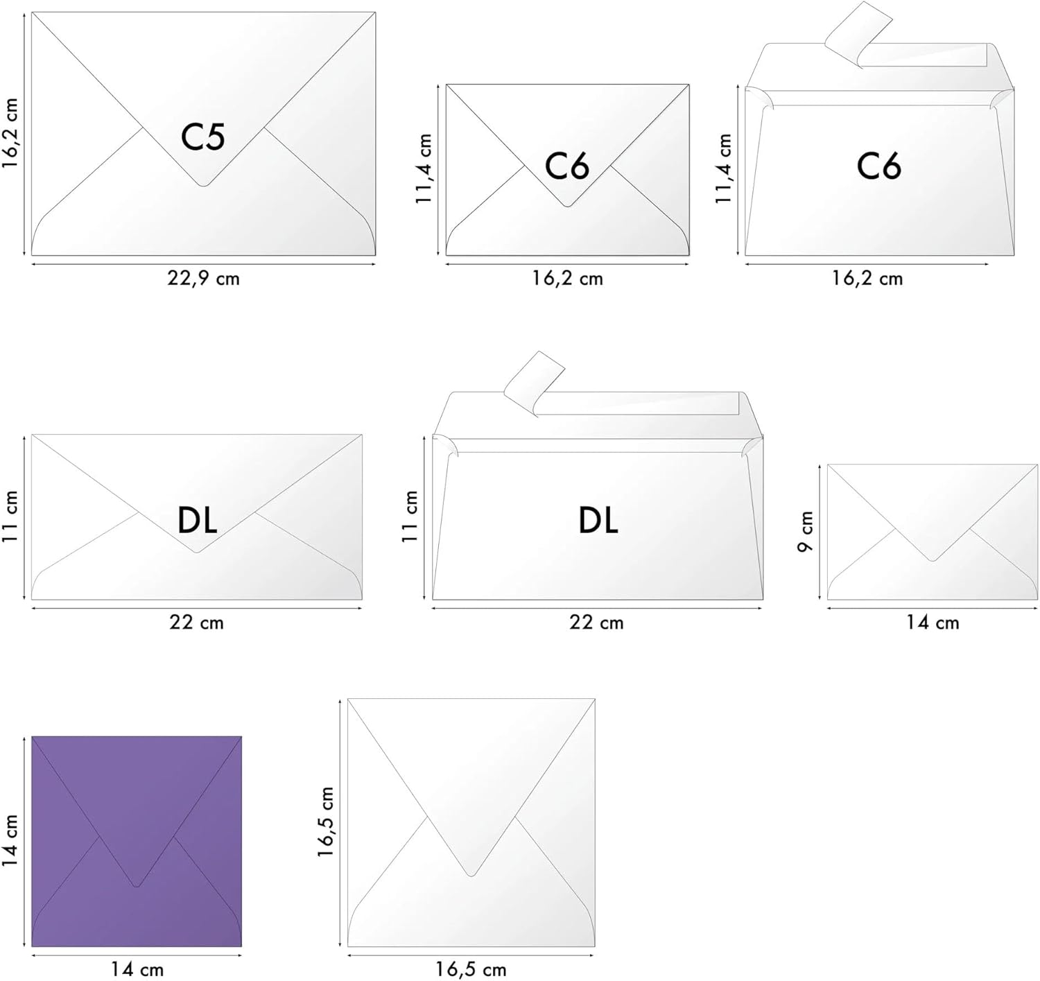 Clairefontaine - Ref 22016L - G.Lalo Gummed Lined Envelopes (Pack of 20) - 14 x 14cm in Size, PEFC-Certified, White Linings for Confidentiality - Vergé De France - Ivory