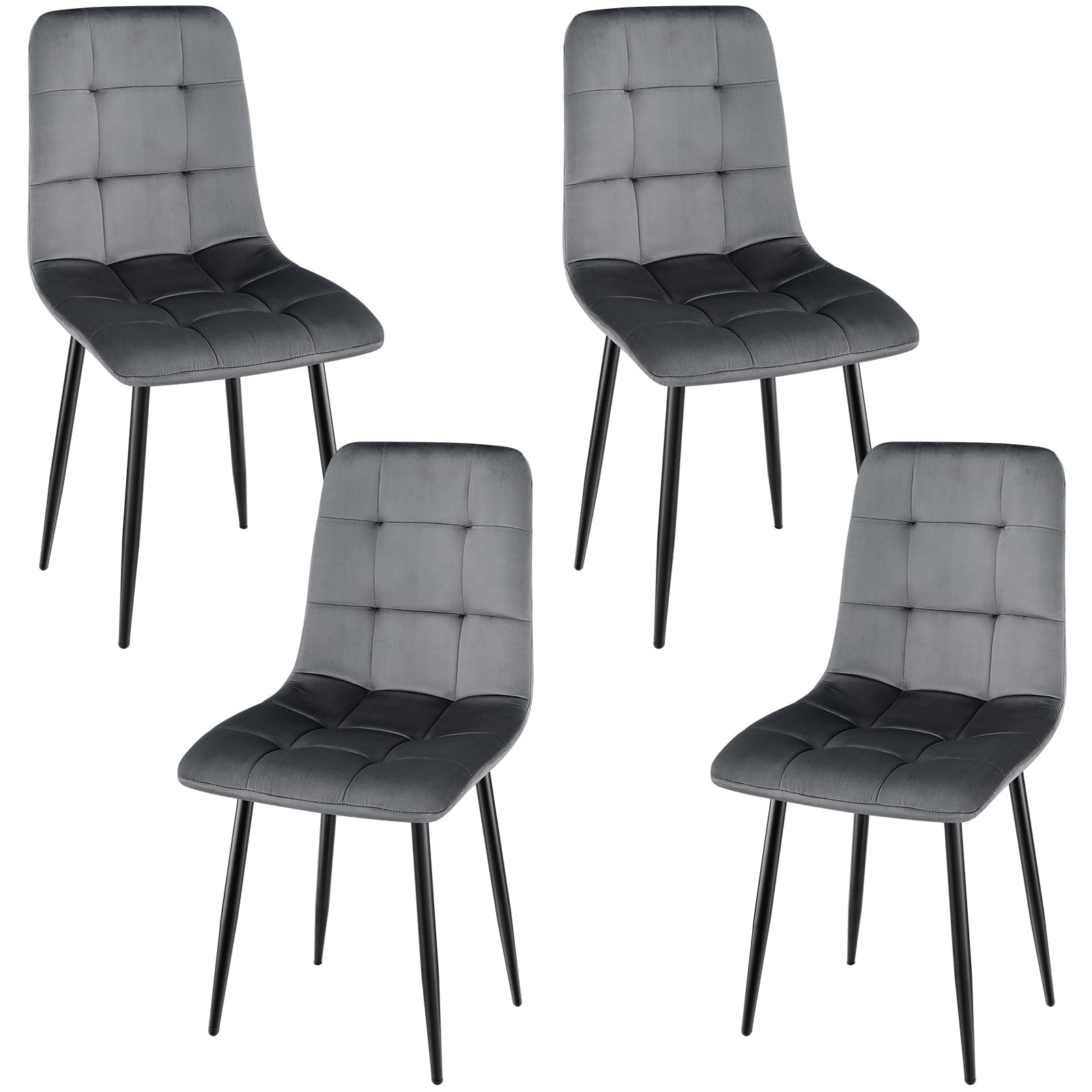 ANVOFONG Esszimmerstuhl 4er Set, Verdickte Holländischen Samt Kissen Esszimmerstuhl Geeignet für Esszimmer Küche Essen, Studie Lesen, Wohnzimmer Freizeit, Gray.