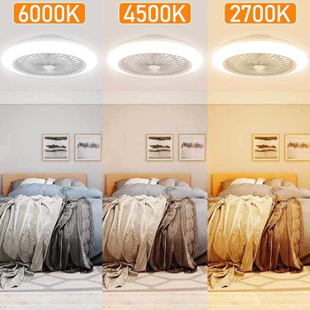 BAKAJI Lampadario Plafoniera con Ventilatore a Soffitto 3 Velocità Luce LED 18W Colorazione Regolabile Funzione Timer 1/2/4/8 ore e Telecomando Controllo a Distanza Staffa in Metallo Diametro 50 cm
