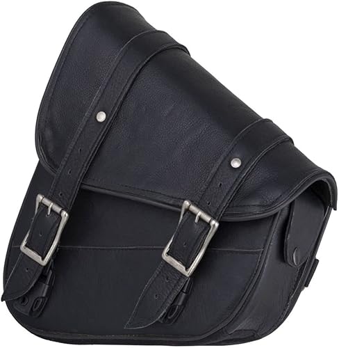 Bolsa de brazo oscilante de cuero desnudo premium GARGOYLE BELLS para motocicleta, bolsa lateral izquierda para solo, bolsas de sillín para Softails