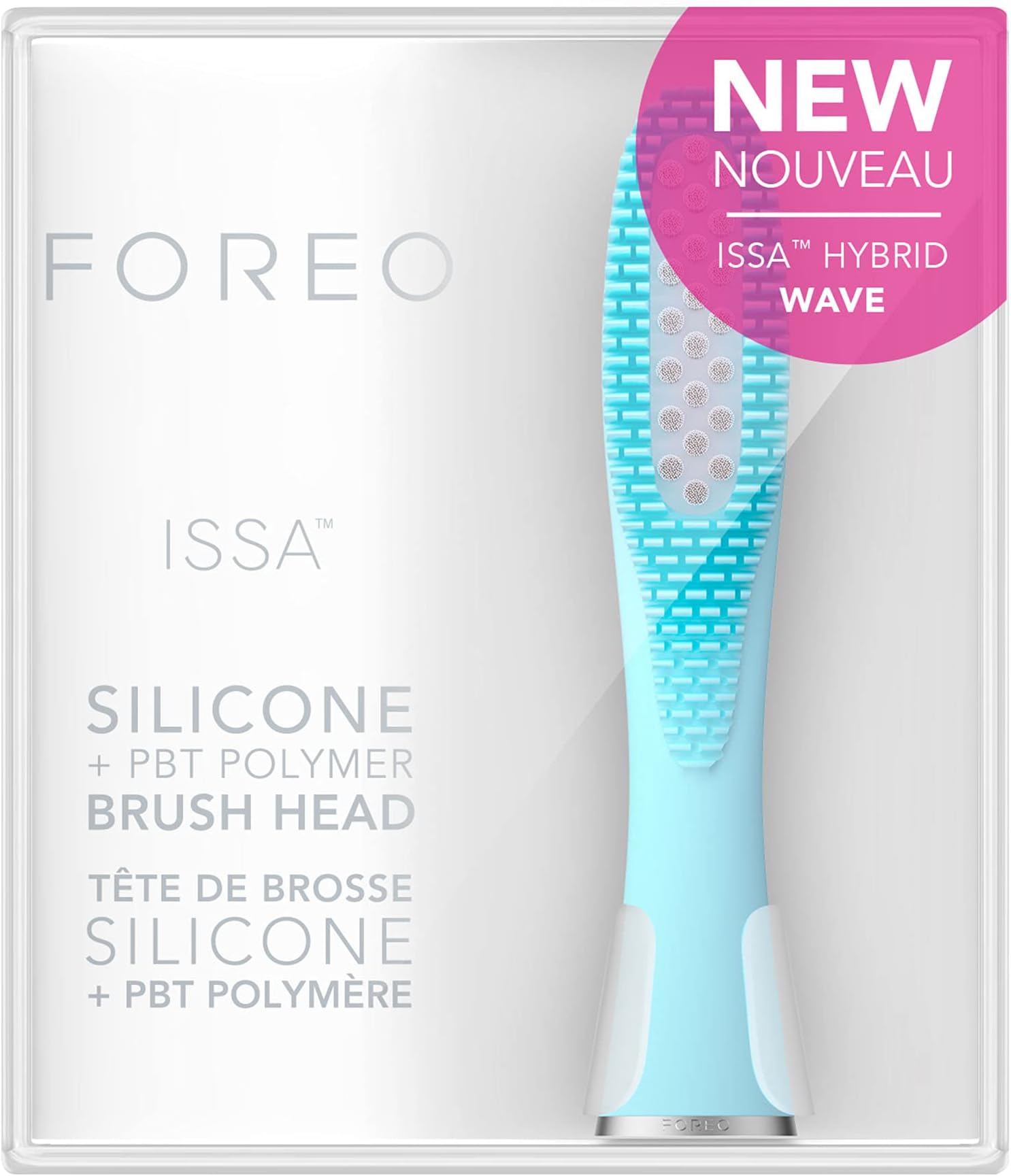 FOREO ISSA Hybrid Wave Brush Head, Medium Silicone & PBT Polymer Bristles, 6 Months Durable, Replaceable, Mint