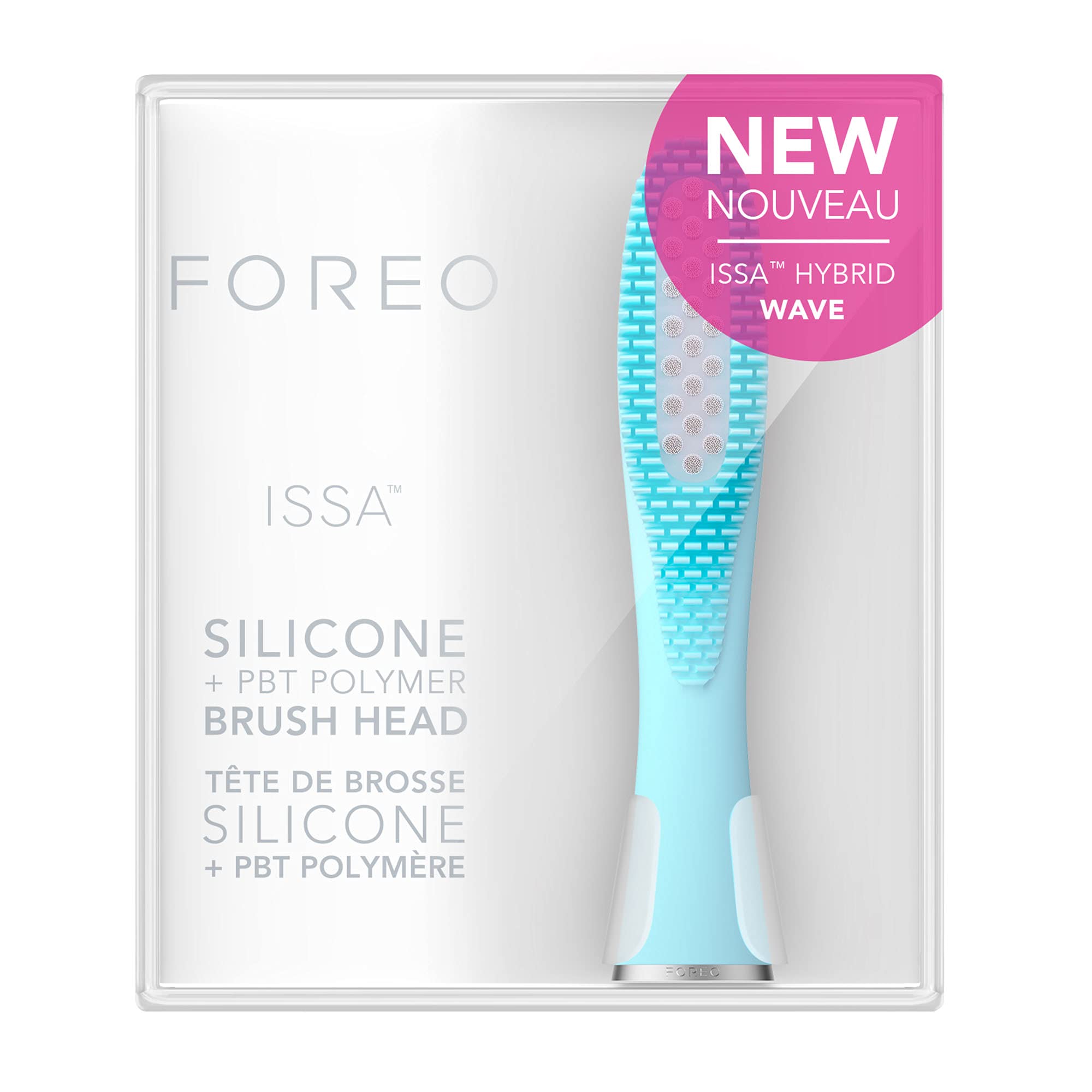 FOREOISSA Hybrid Wave Brush Head Mint, Medical-Grade Silicone & PBT Polymer Bristles, 6-Months Lasting