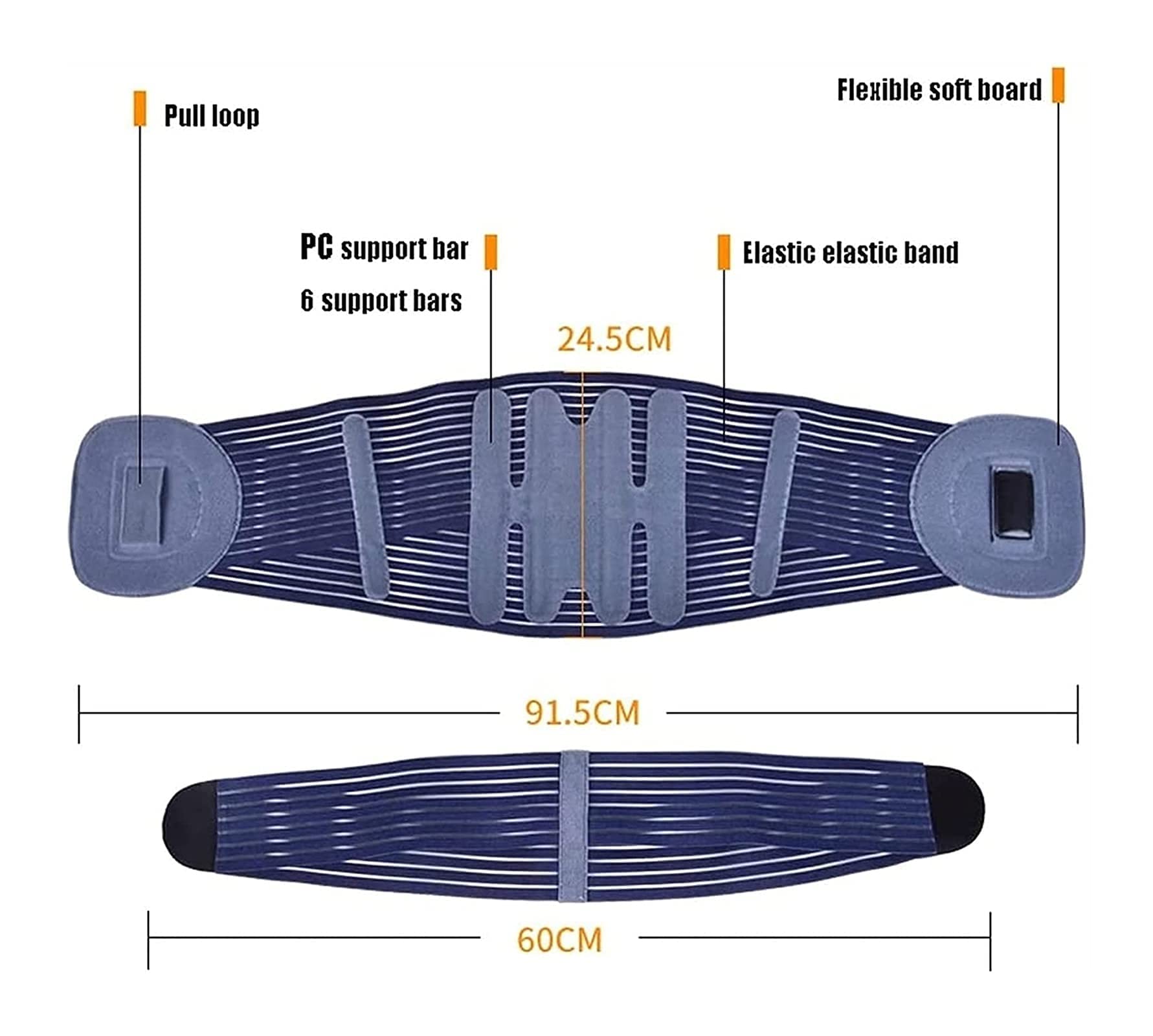 Soporte Lumbar para aliviar el Dolor Cinturón de Soporte Lumbar con 6 Tiras de Soporte para aliviar la ciática Estenosis espinal Escoliosis o Hernia de Disco ()