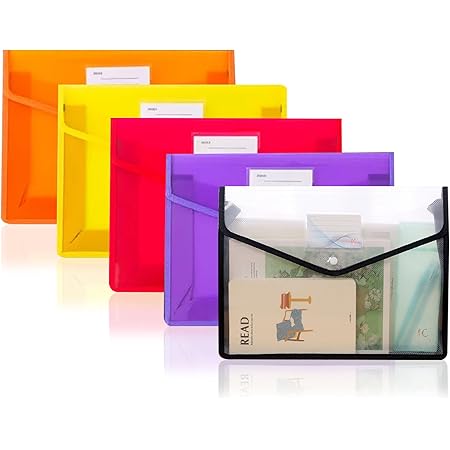 Amazon ファイルケース B4サイズ 5個セット ボタン式 クリア ファイルケース 大容量 名刺ポケット付き オフィス用品 整理収納 資料 書類 整理 分類収納 文房具 学校 5個セット ドキュメントファイル 文房具 オフィス用品