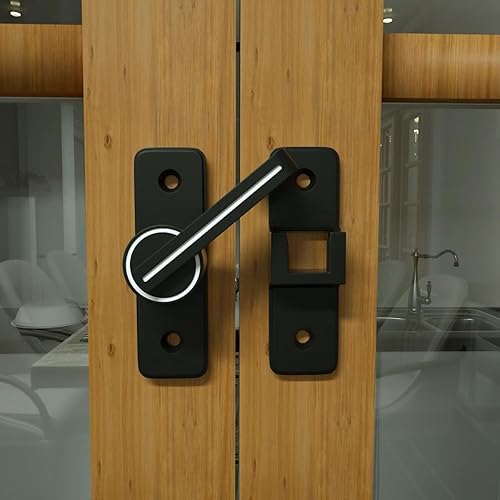 Miniatura 4 de Paquete de 2 pestillos para puerta de granero, cerraduras pesadas para puerta corrediza de granero, cerradura de puerta corredera de seguridad para