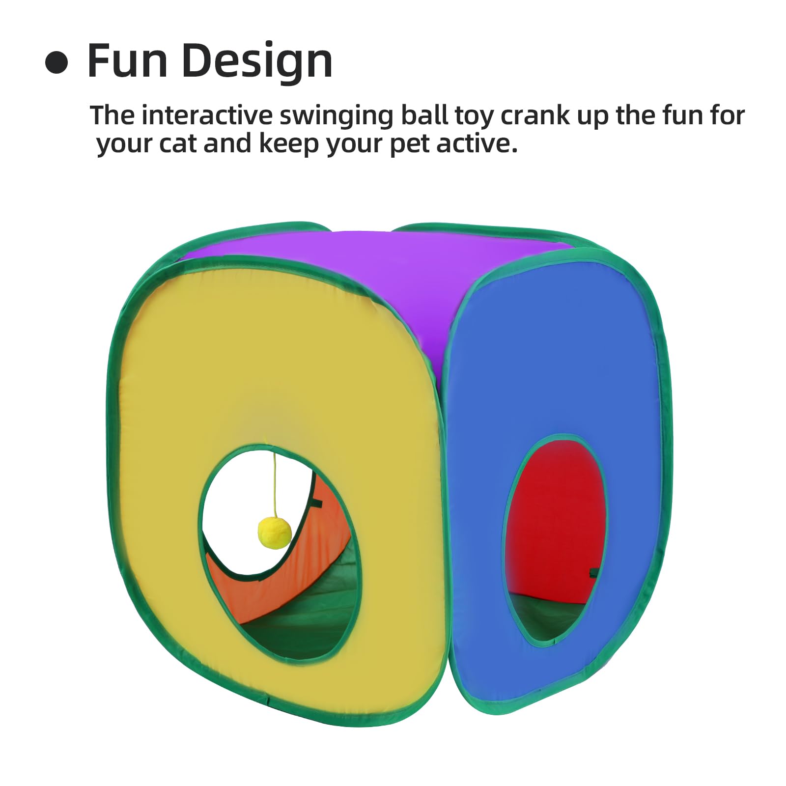 Túneles para gatos de interior, tienda de campaña para gatos, cubo para gatos y plumas, combo plegable, con bola de juguete interactiva para gatos, juego de juguetes para gatos de interior, hurón,